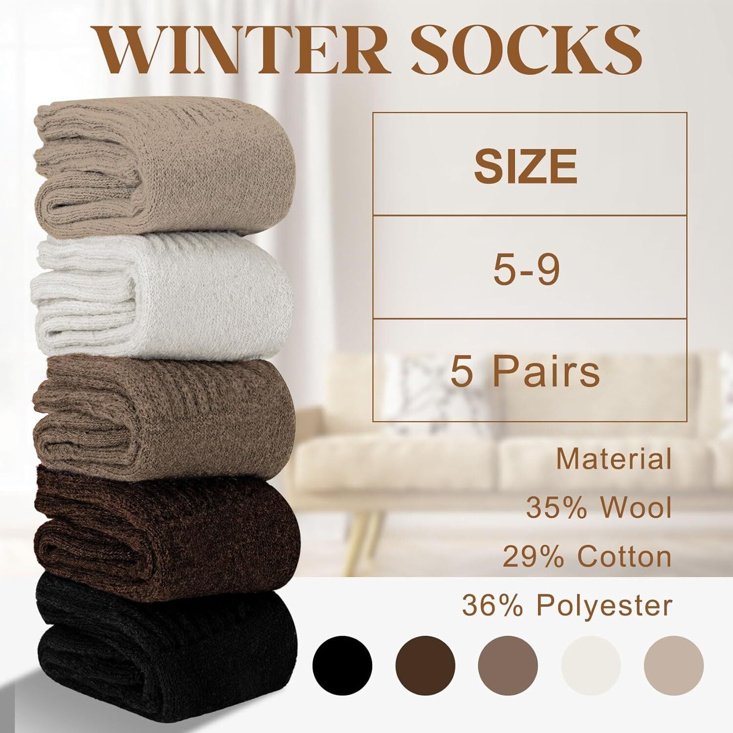 [Copy]【🔥Buy 1 Get 4 Free Only $5.99 for a pair】5 Pairs-Women's Solid Mid-calf Socks