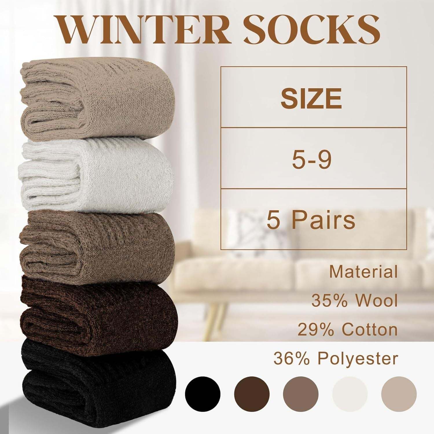 [Copy]【🔥Buy 1 Get 4 Free Only $5.99 for a pair】5 Pairs-Women's Solid Mid-calf Socks