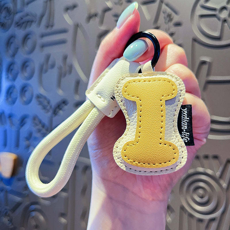 Creative Cartoon Leather 26 Letters Keychain