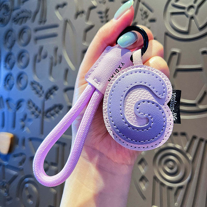 Creative Cartoon Leather 26 Letters Keychain