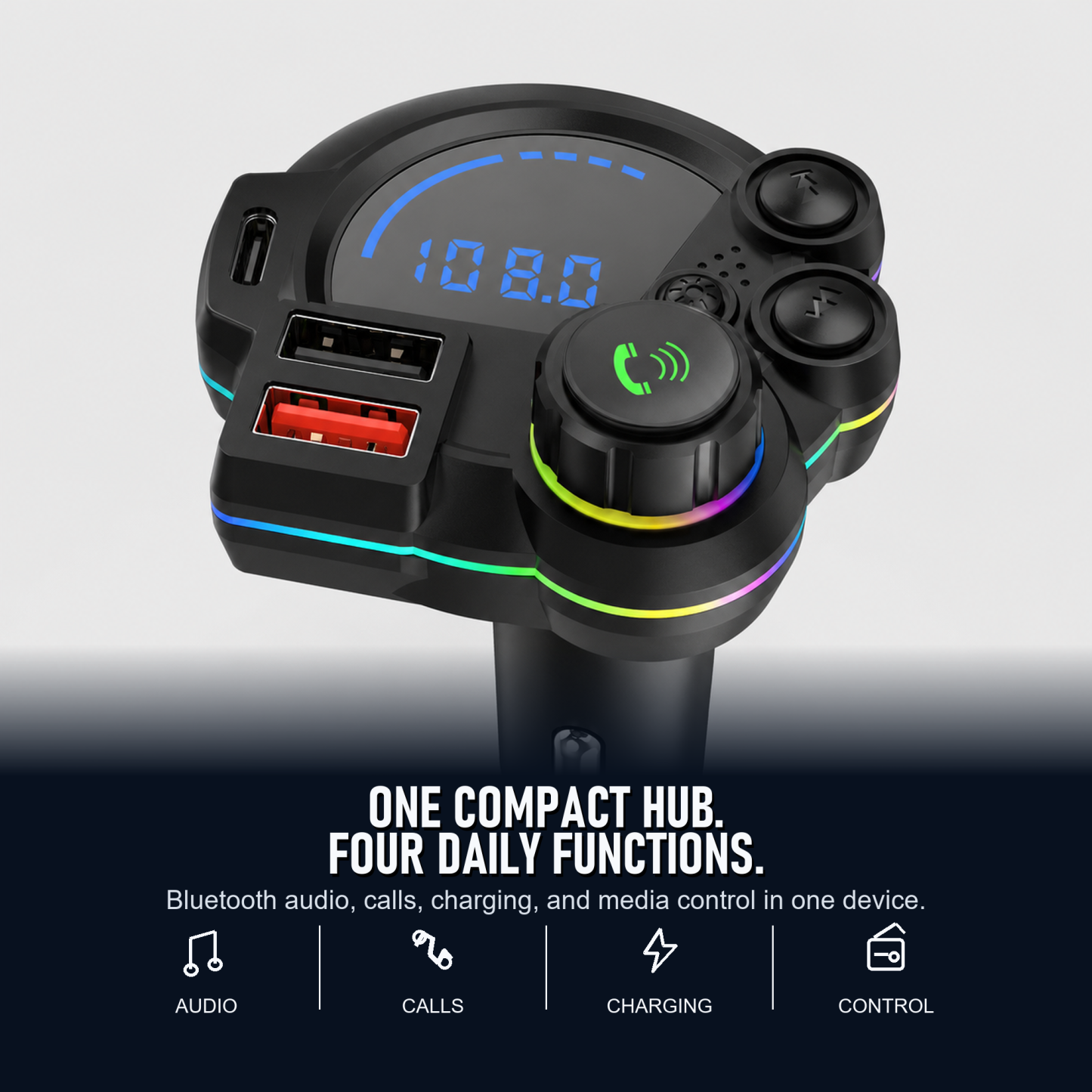 20W USB-C Bluetooth 5.3 FM Transmitter Car Charger