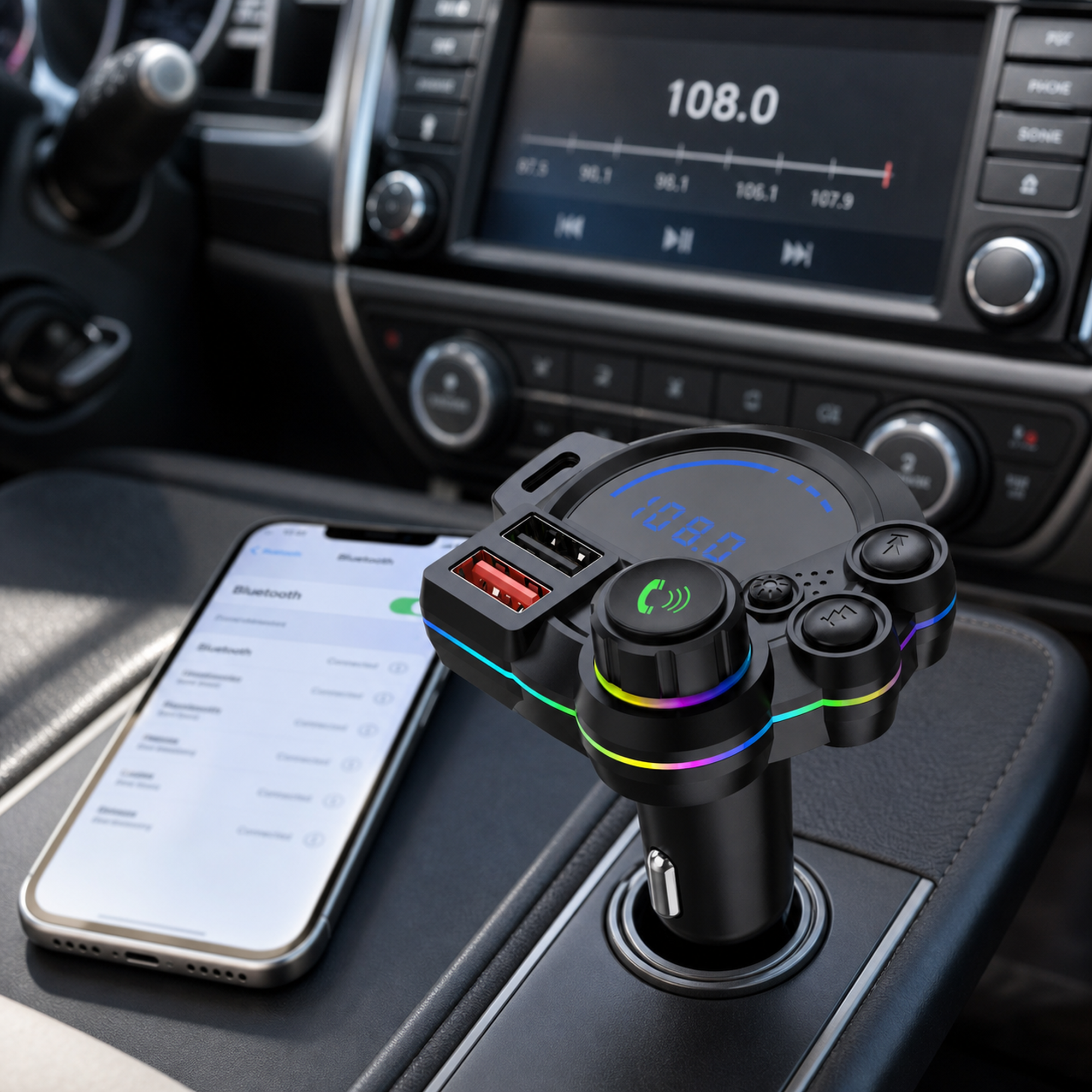 20W USB-C Bluetooth 5.3 FM Transmitter Car Charger