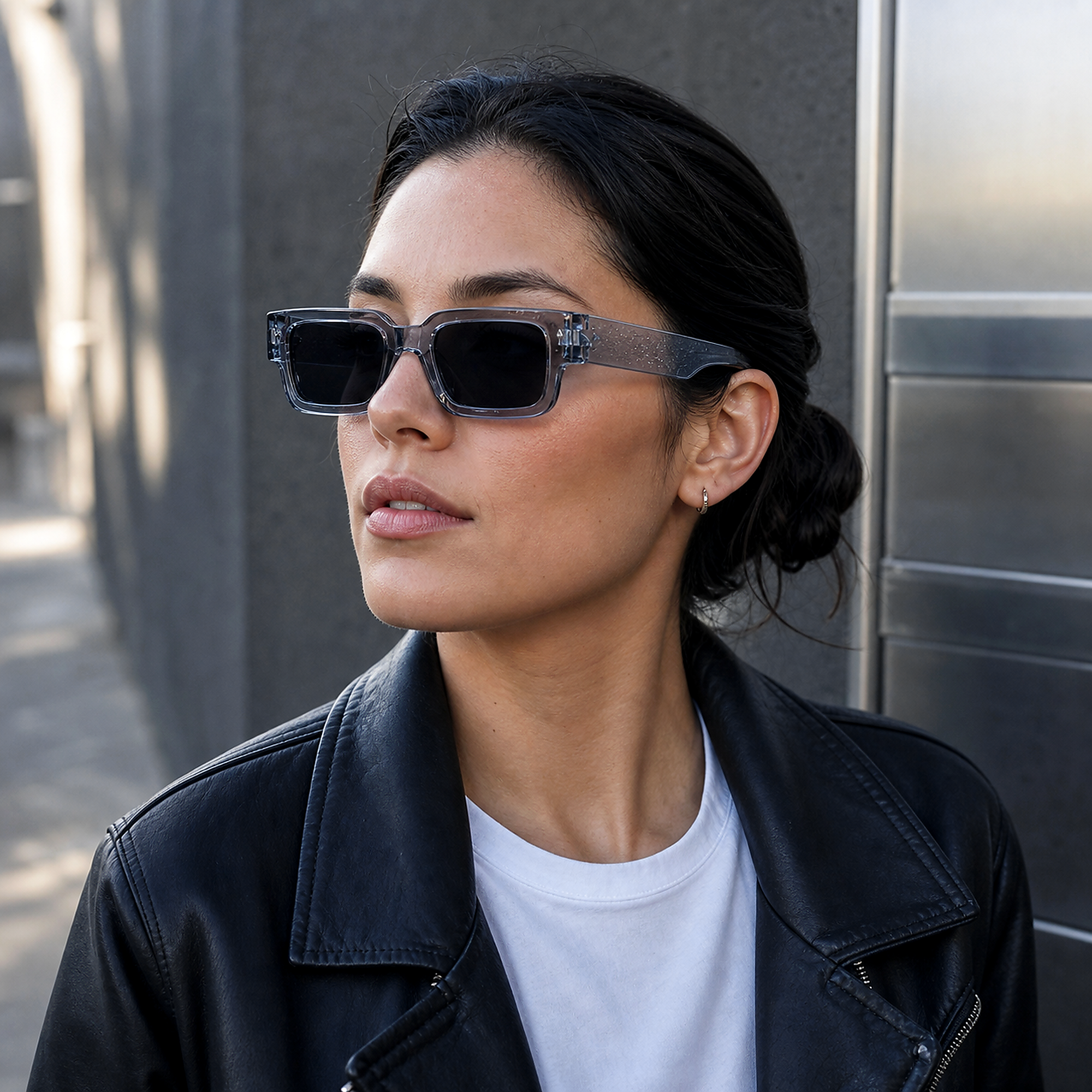 Retro Full-Rim Rectangle Sunglasses - 2-Piece Black & Smoke Gray Set