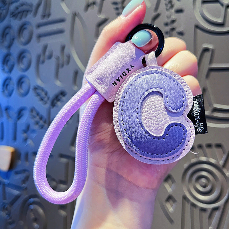 Creative Cartoon Leather 26 Letters Keychain