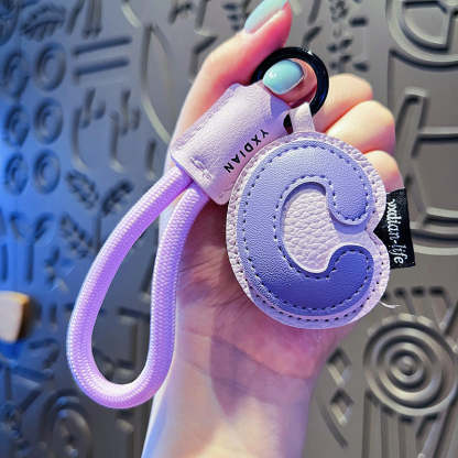 Creative Cartoon Leather 26 Letters Keychain