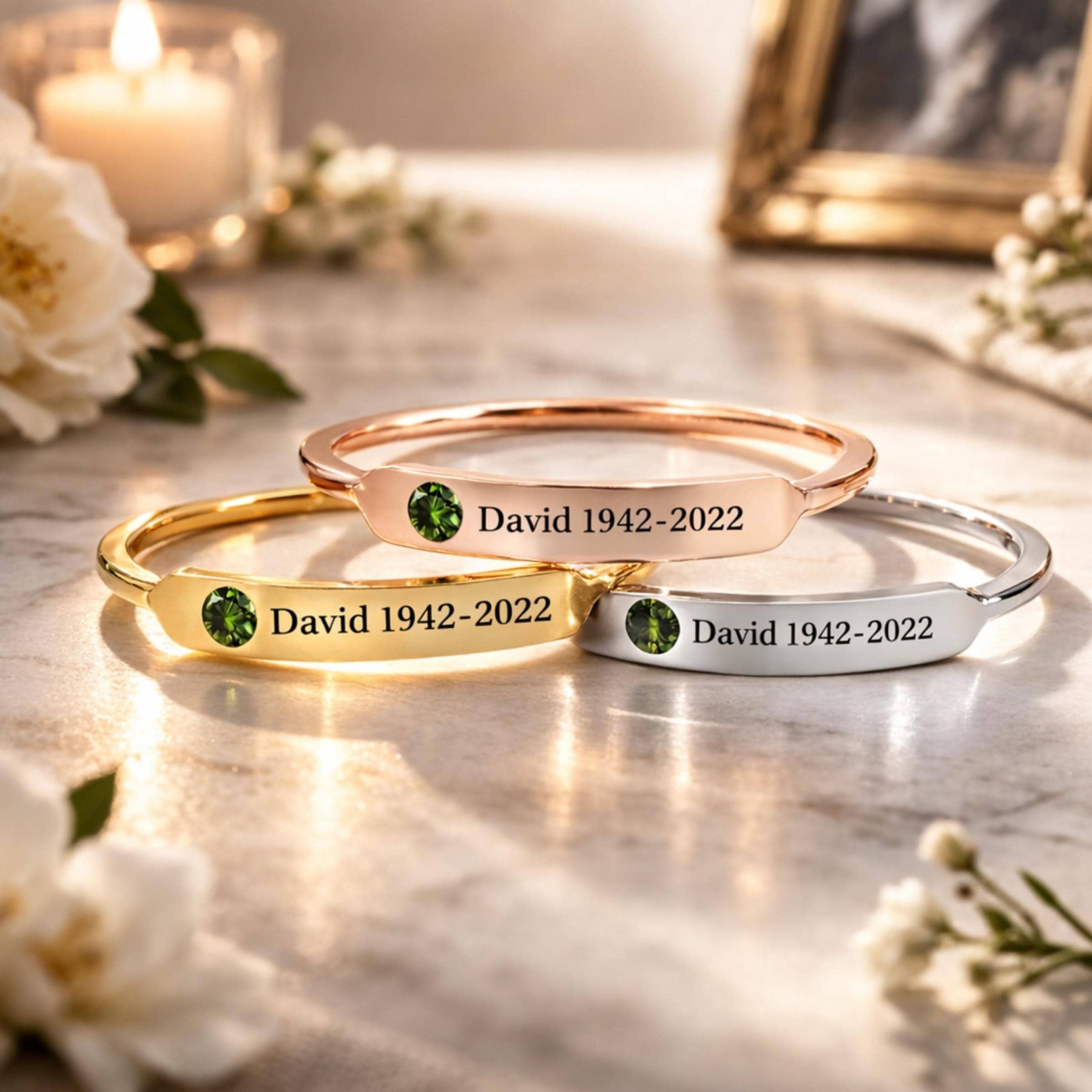 Personalized Birthstone Name Memorial Ring
