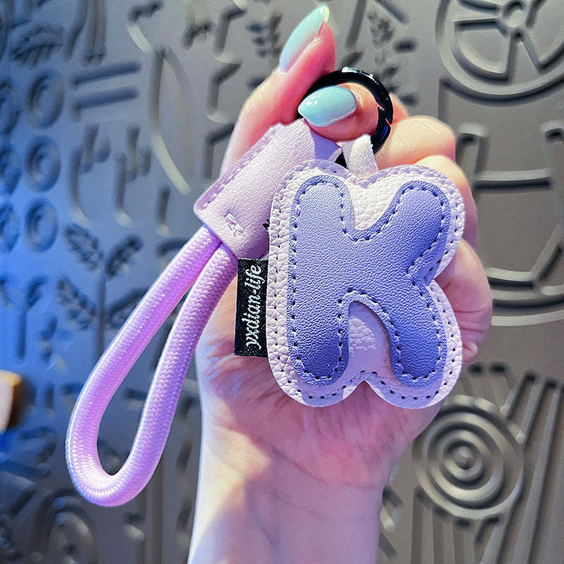 Creative Cartoon Leather 26 Letters Keychain