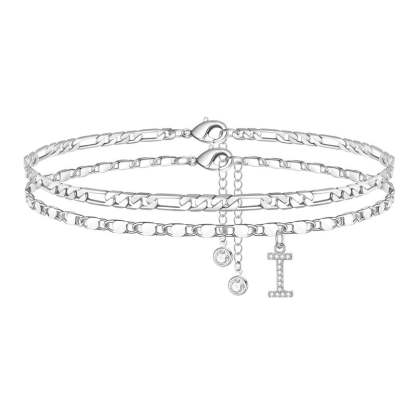 【2 Pack】 - Initial Letter Pendant Anklets Set