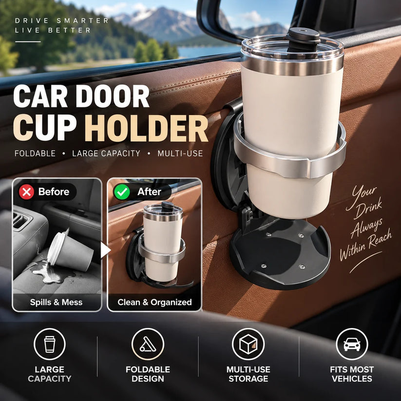 🚗 Universal Foldable Car Cup Holder – Space-Saving Drink & Phone Holder