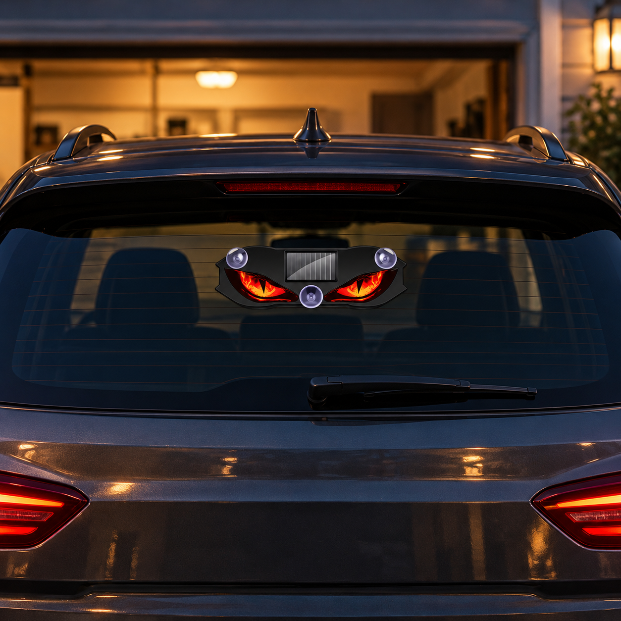 🚗🔆 Solar LED Devil Eyes Car Window Light with USB-C Charging 😈