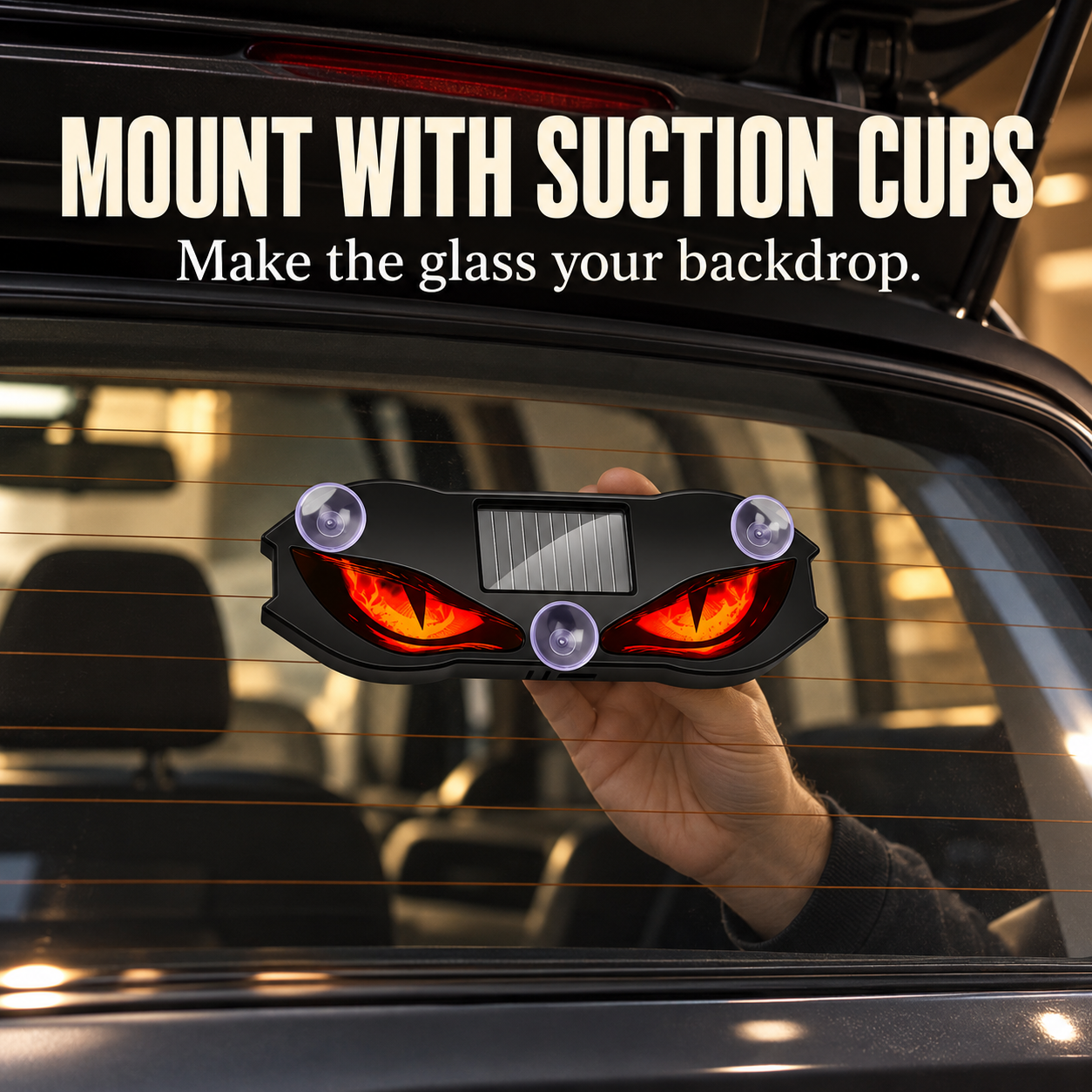 🚗🔆 Solar LED Devil Eyes Car Window Light with USB-C Charging 😈