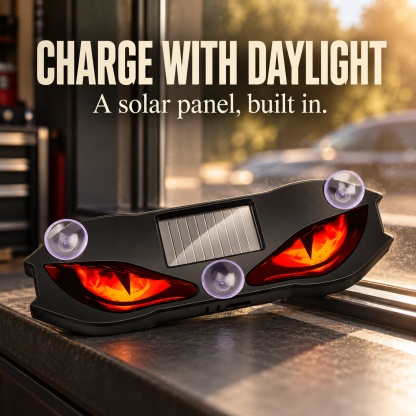 🚗🔆 Solar LED Devil Eyes Car Window Light with USB-C Charging 😈