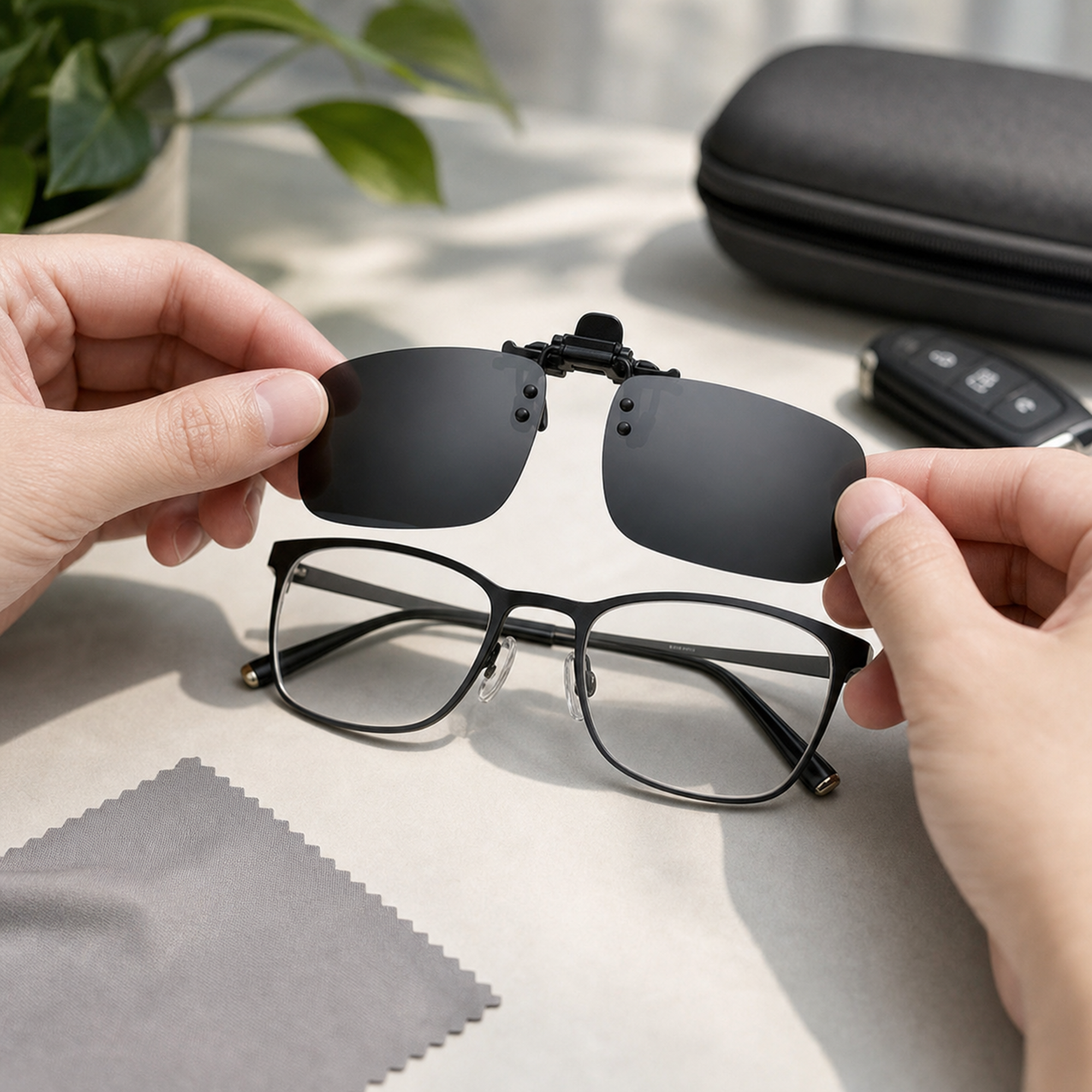 polarized clip-on sunglass lens