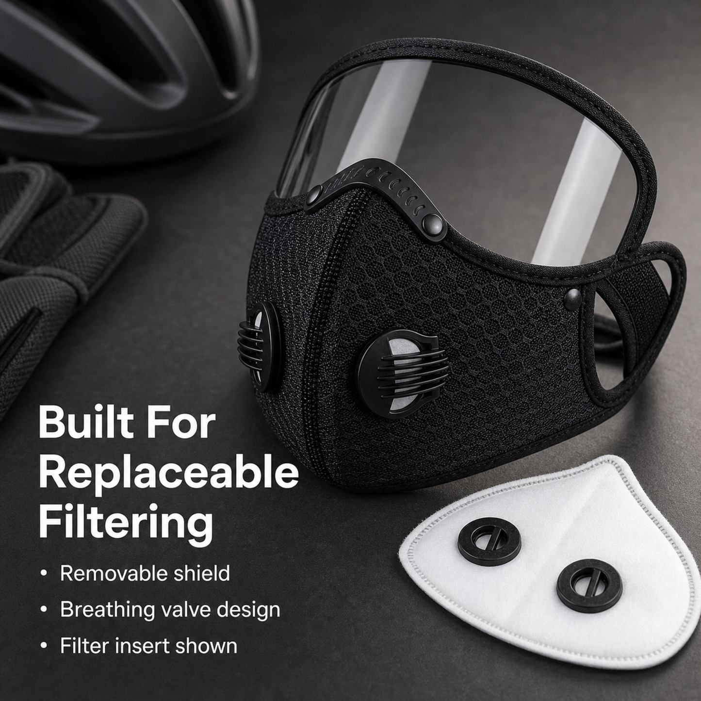 Protective Riding Face Mask With Removable Eye Shield