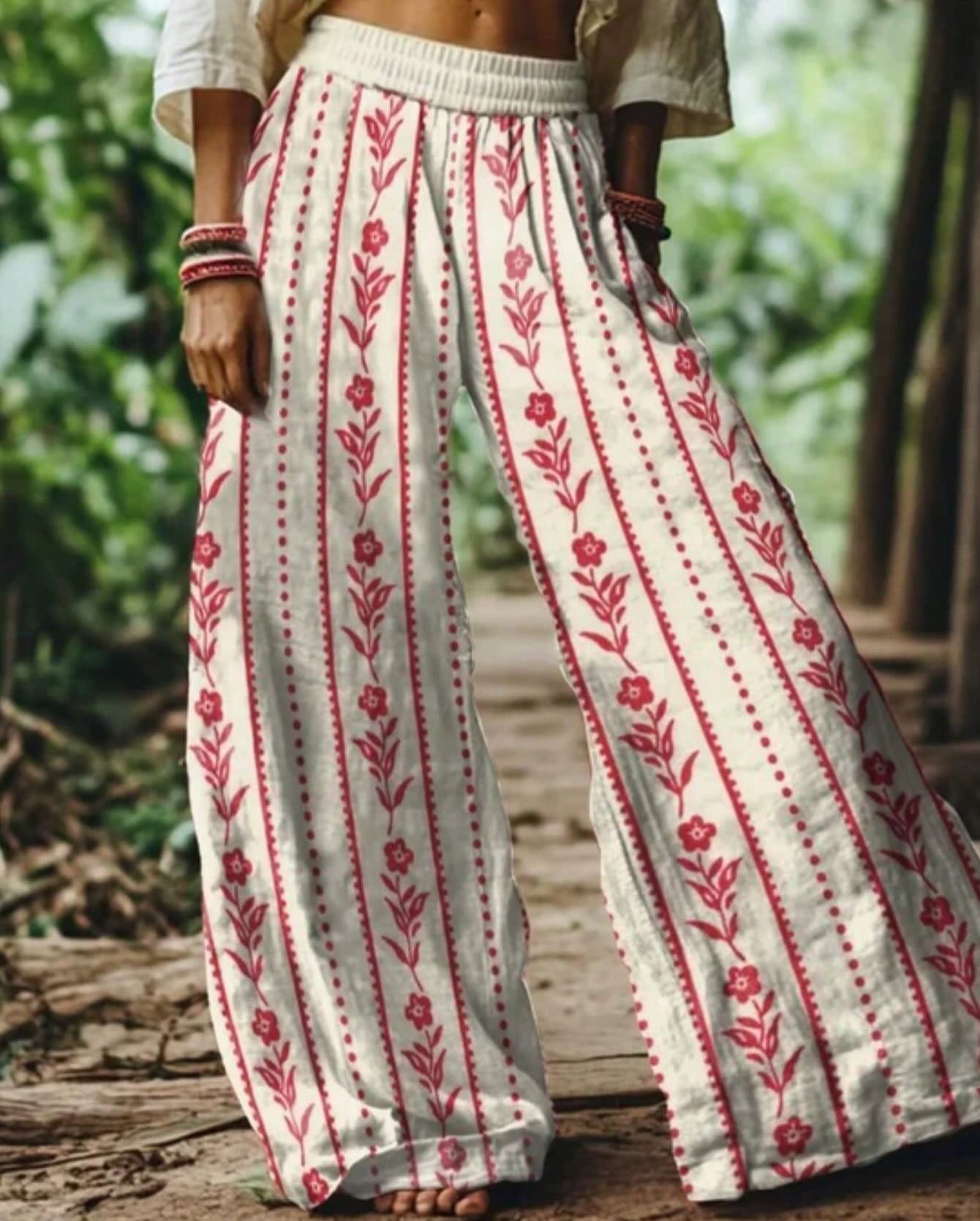 Flower Printed Casual Bohemia Pants