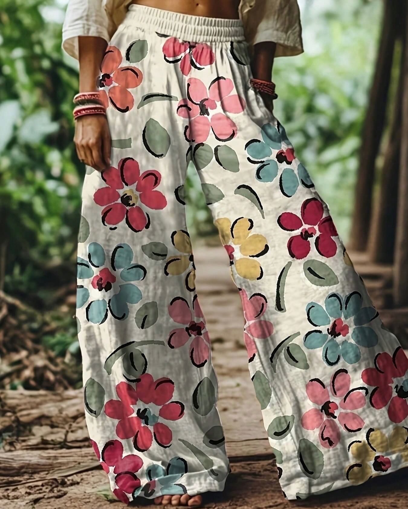 Flower Printed Casual Bohemia Pants