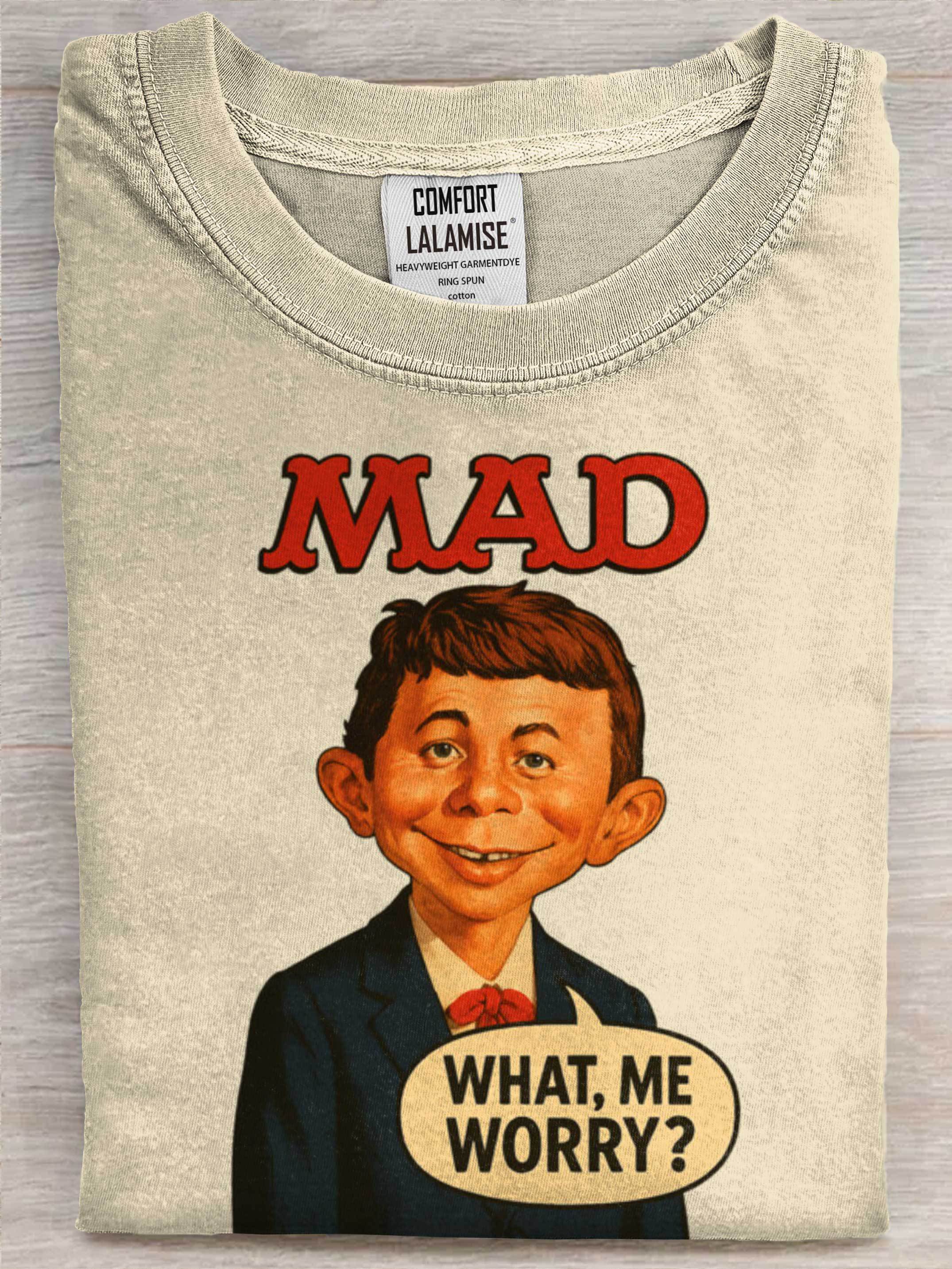 What me worry Art Print Causal Cotton Short Sleeve T-shirt – coanelo