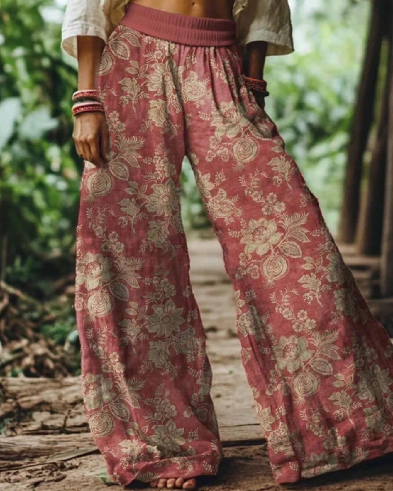 Flower Printed Casual Bohemia Pants