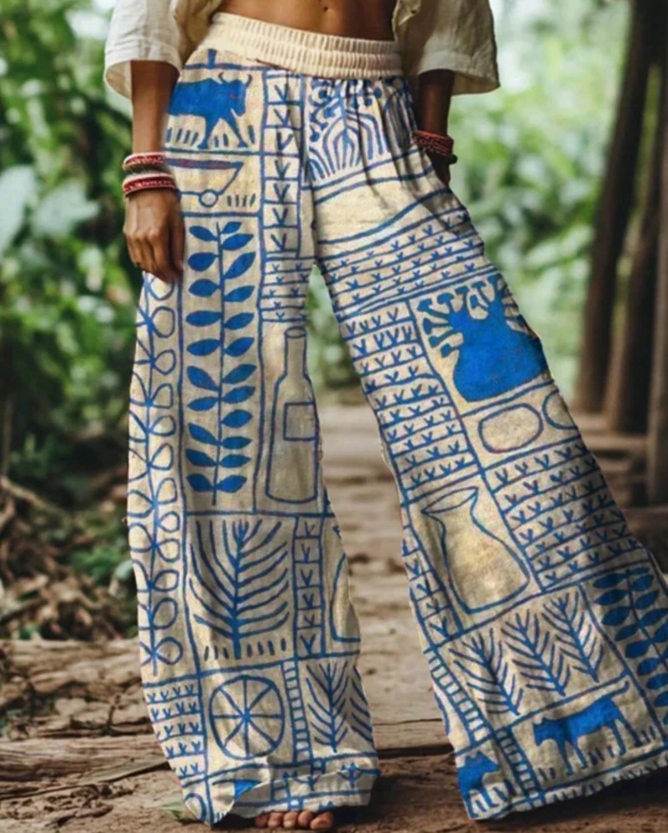 Flower Printed Casual Bohemia Pants