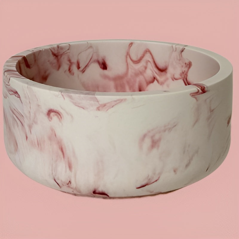 Marbled Candle Holder Set With Coordinated Lid And Base