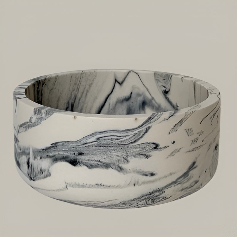 Marbled Candle Holder Set With Coordinated Lid And Base