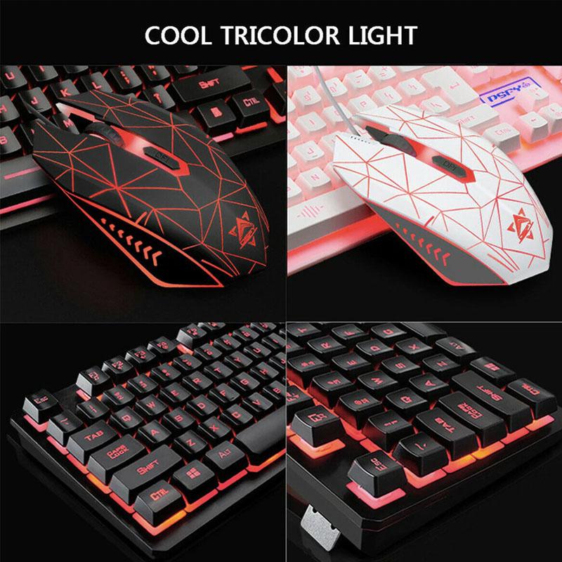 4 Pcs Illuminated Keyboard Home Gaming Set