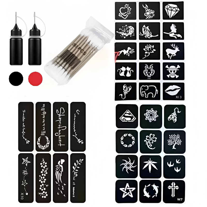 Reusable Tattoo Art Stencil Kit For Temporary Designs