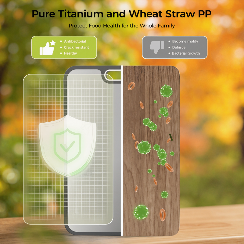 Titanium Double-Sided Cutting Board 16”×11” – Food Grade Pure Titanium & Wheat Straw Kitchen Board
