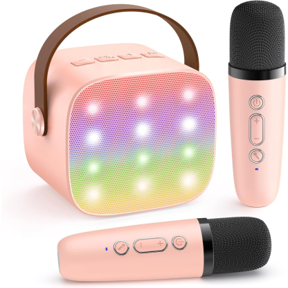 Portable Bluetooth Speaker With 2 Wireless Microphones