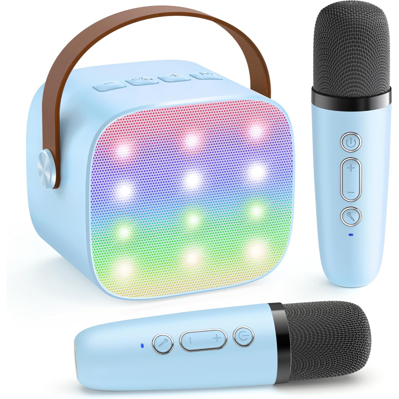Portable Bluetooth Speaker With 2 Wireless Microphones