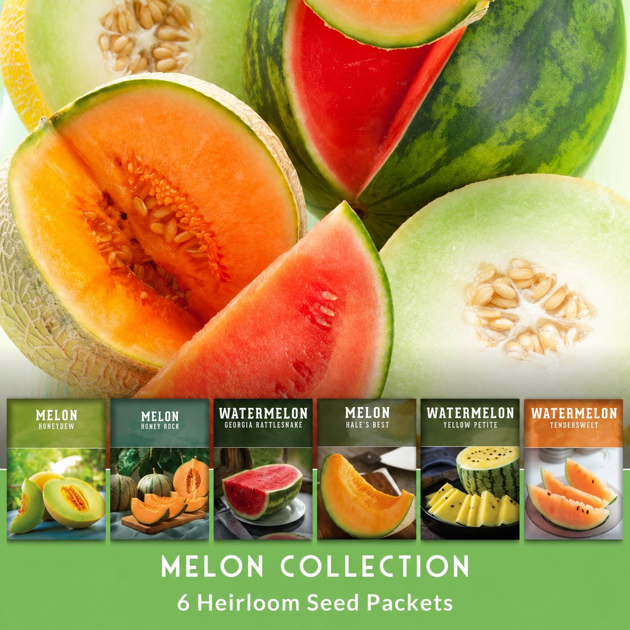 Pack Of 6 Melon And Watermelon Seeds For Planting  