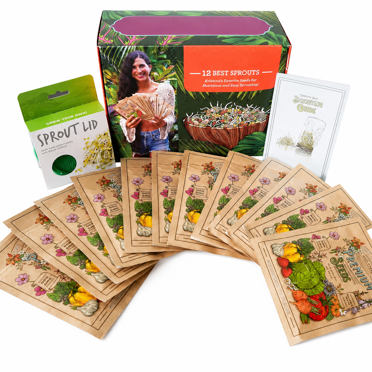 Pack Of 12 Varieties Organic Raw Sprouting Seeds