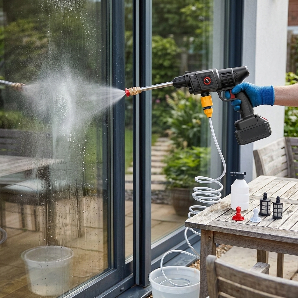 Battery Powered Cordless Pressure Washer With Adjustable Spray Nozzle