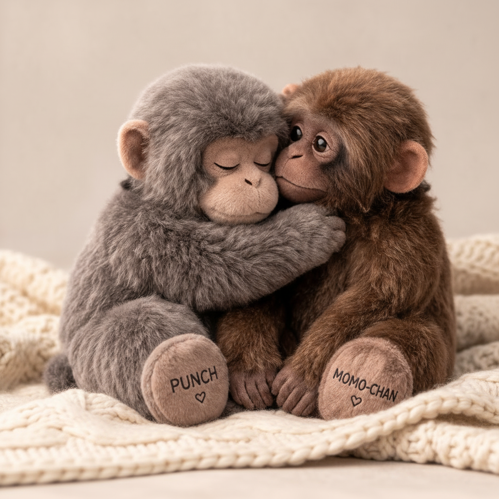 Punch Monkey And Momo Chan Couple Plush Toy