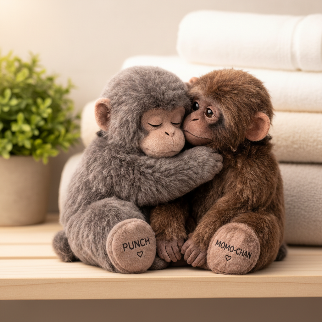 Punch Monkey And Momo Chan Couple Plush Toy