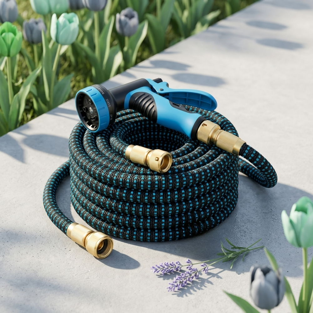 Expandable Garden Hose Kit With 10-Function High-Pressure Spray