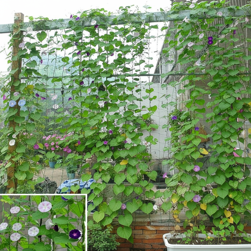 Weather Resistant Outdoor Plant Support Trellis With Sturdy Posts And Open weave Pvc