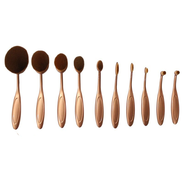 'The Midas Touch' 10 Piece Oval Brush Set ,  - My Make-Up Brush Set, My Make-Up Brush Set
 - 1