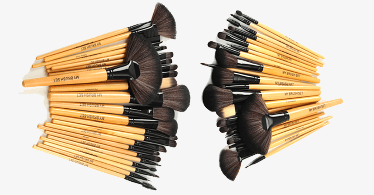 24 Piece Premium Wood Brush Set with Free Case - FREE SHIP DEALS