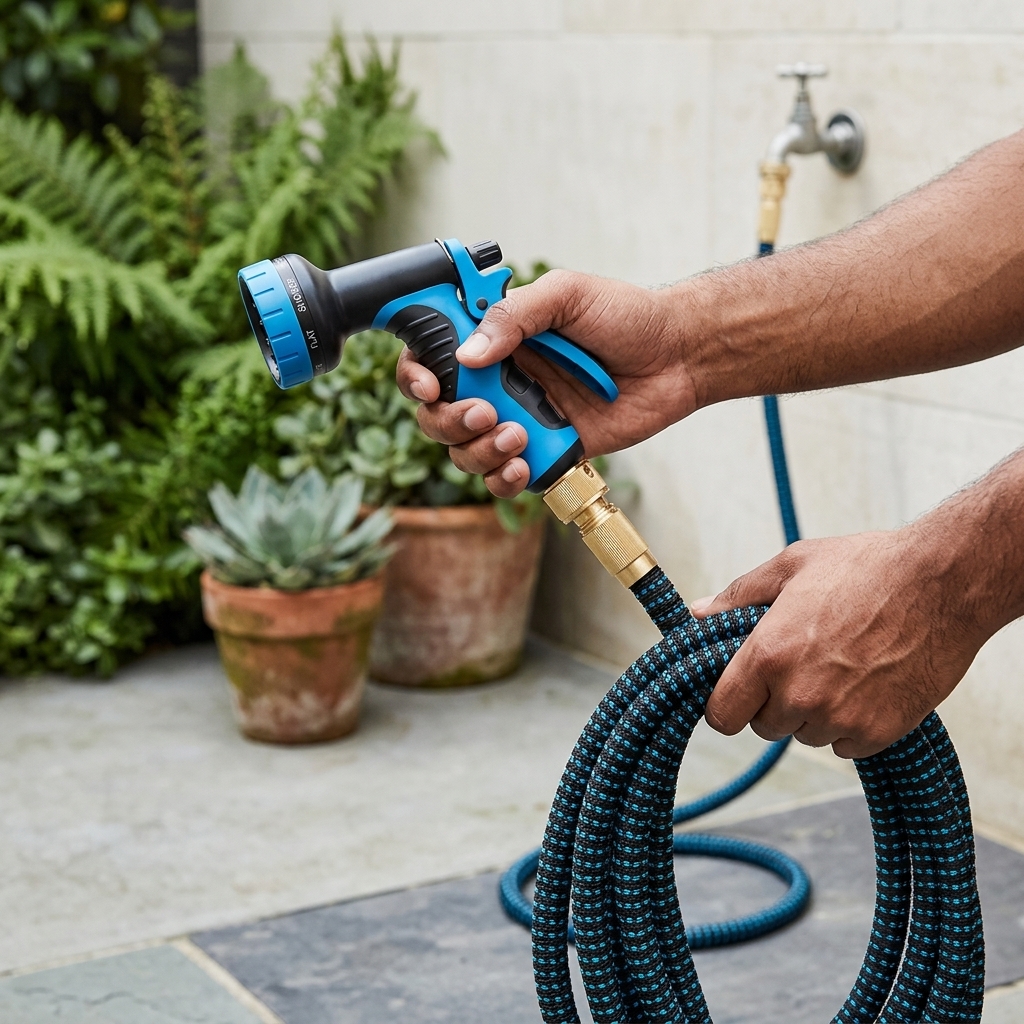 Expandable Garden Hose Kit With 10-Function High-Pressure Spray