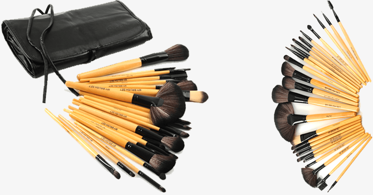 24 Piece Premium Wood Brush Set with Free Case - FREE SHIP DEALS