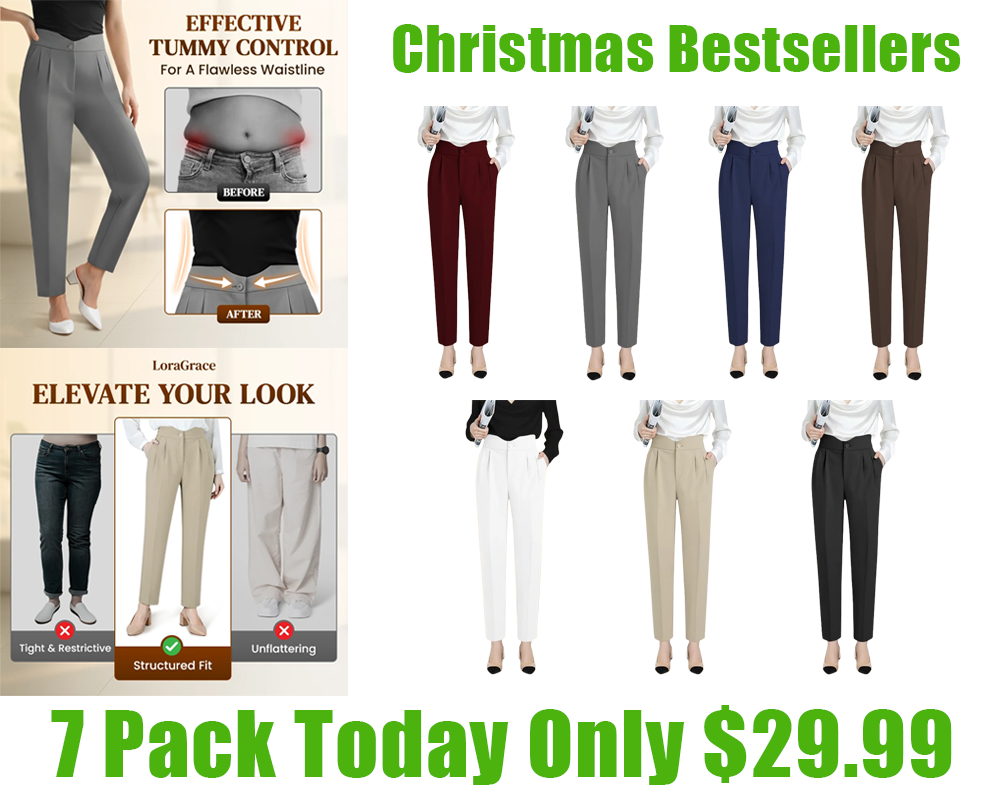 LoraGrace - Women's Soft Pleated Smart Casual Pants