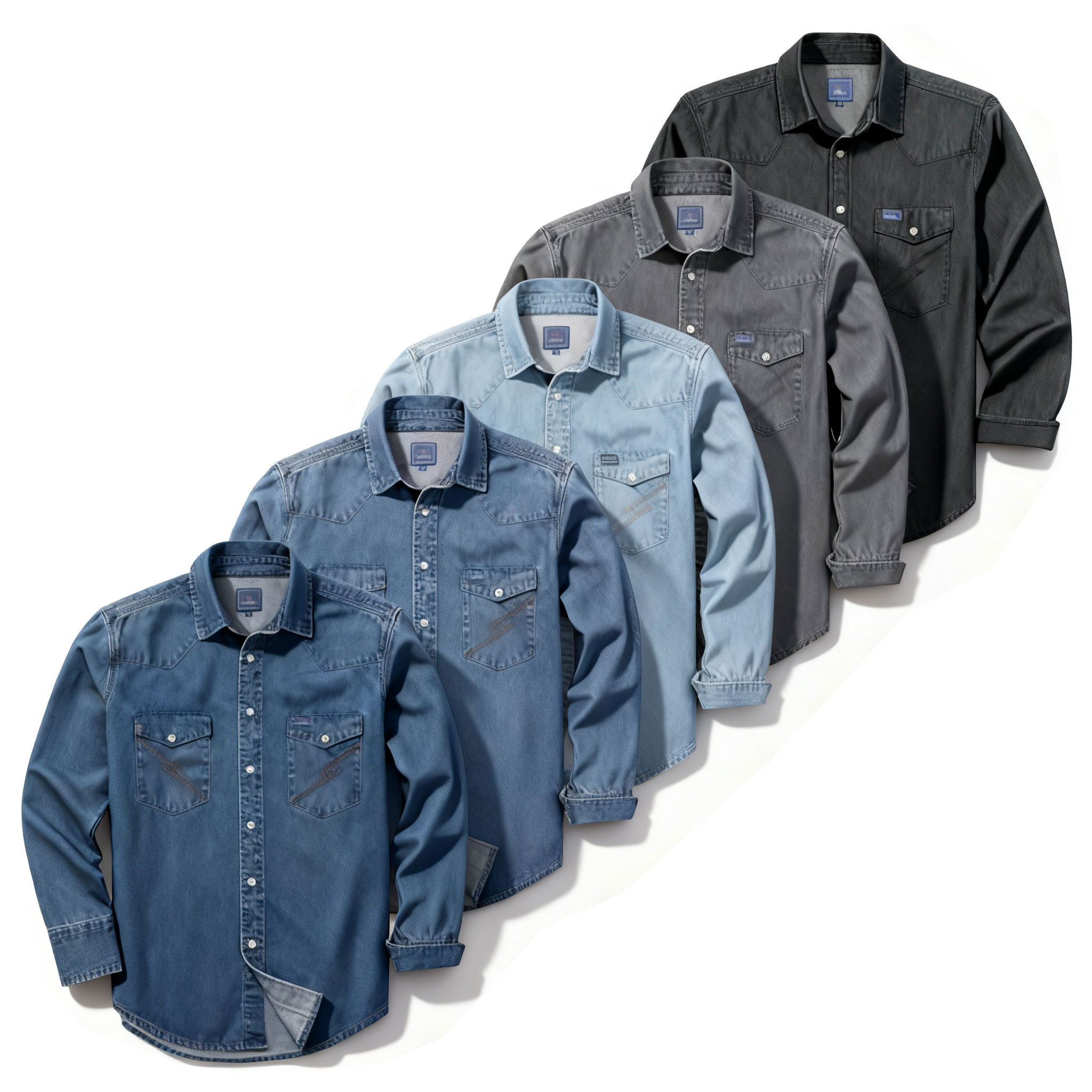 🔥Big sale🔥Men's Long Sleeve Stone-Washed and Pre-Washed Denim Work Shirt
