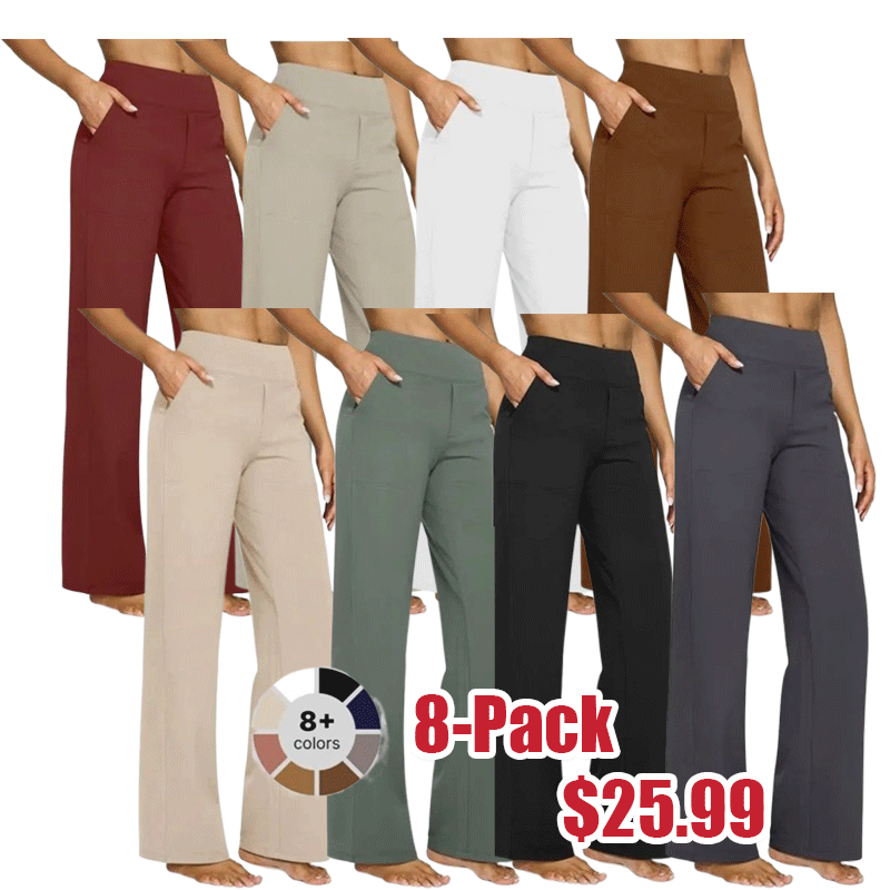 🌞Summer Hot Sale🔥Women's High-Waisted Loose Business Casual Yoga Pants with Pockets