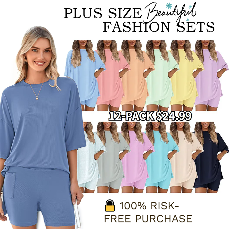 ⏰Hot Sale-Plus Size Women's Summer Two-Piece Casual Suits 2025