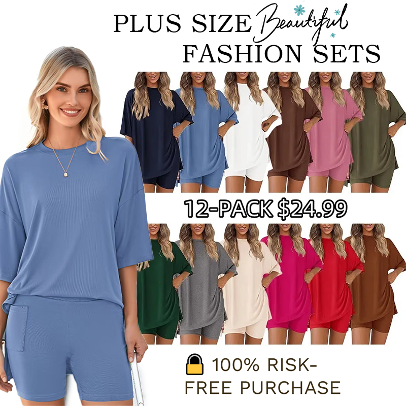 ⏰Hot Sale-Plus Size Women's Summer Two-Piece Casual Suits 2025