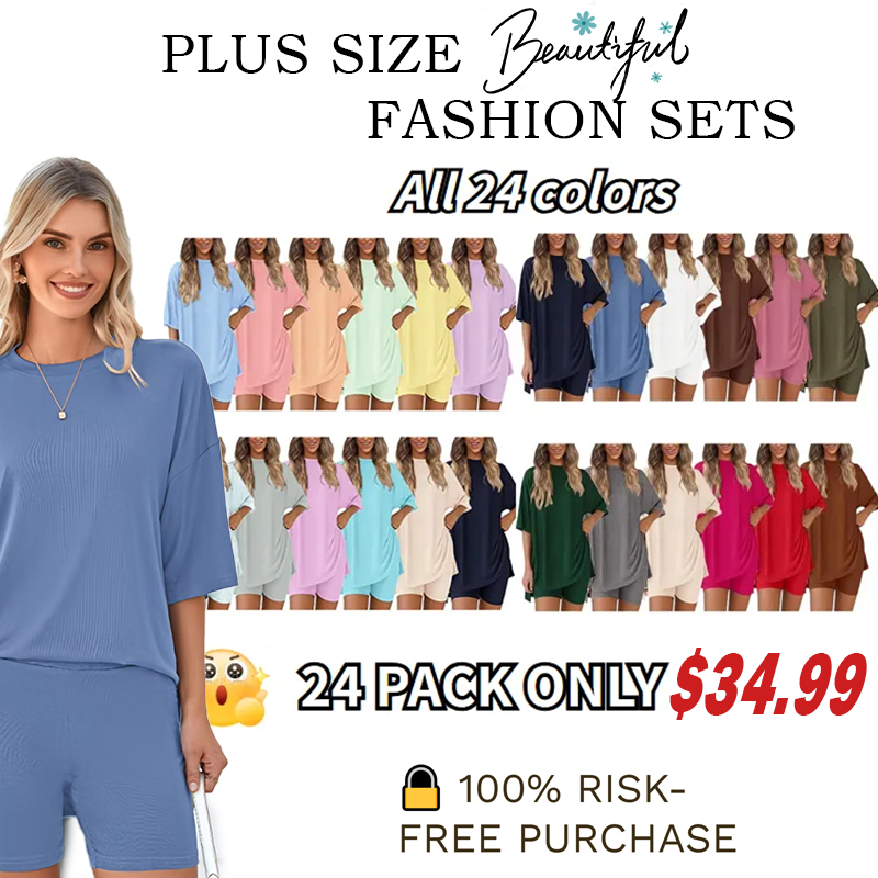 ⏰Hot Sale-Plus Size Women's Summer Two-Piece Casual Suits 2025