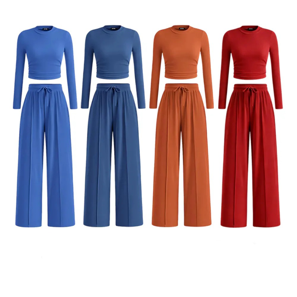 Women's Fall&Winter 2-Piece Set – Top & Wide-Leg Pants