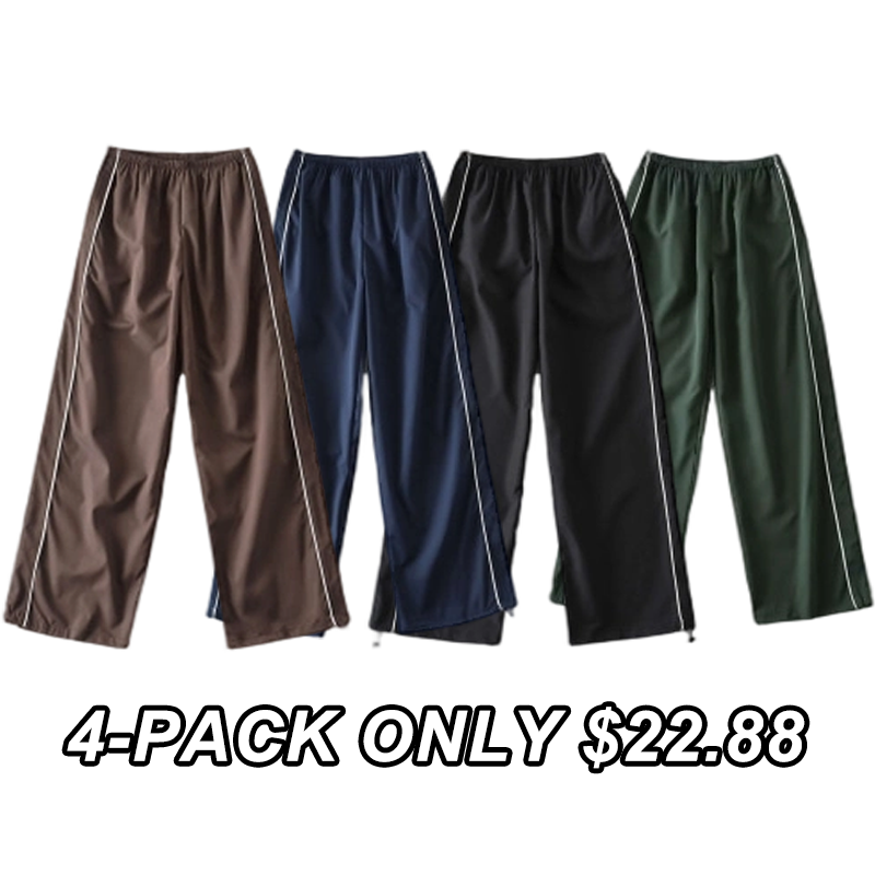Ommig Women's Parachute Wideleg Pants Baggy Y2K Elastic Waist Wide Leg Track Pants Trousers Casual