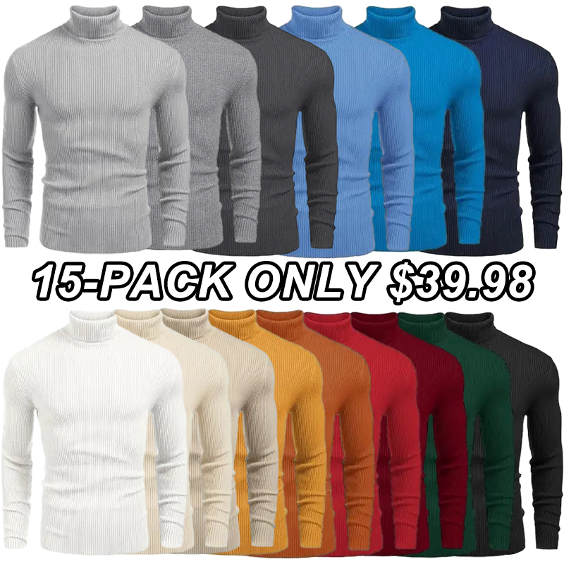 Fall/Winter Men’s Ribbed High-Neck Sweater – Slim Fit, Soft Knit, Warm Casual Pullover